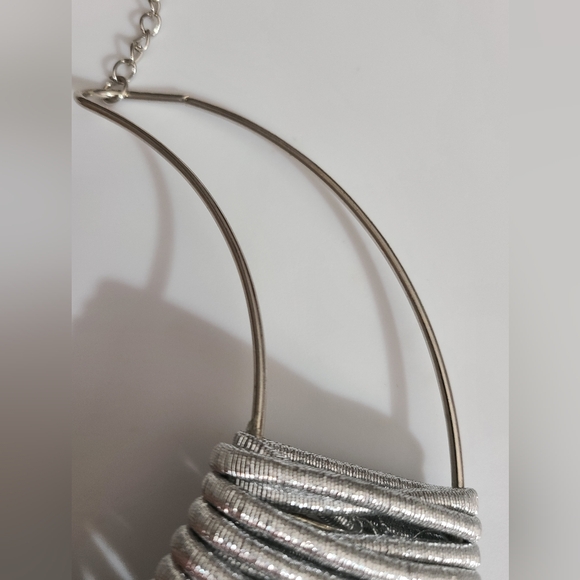 Huge silver boho necklace statement sparkly metallic adjustable - Picture 6 of 14